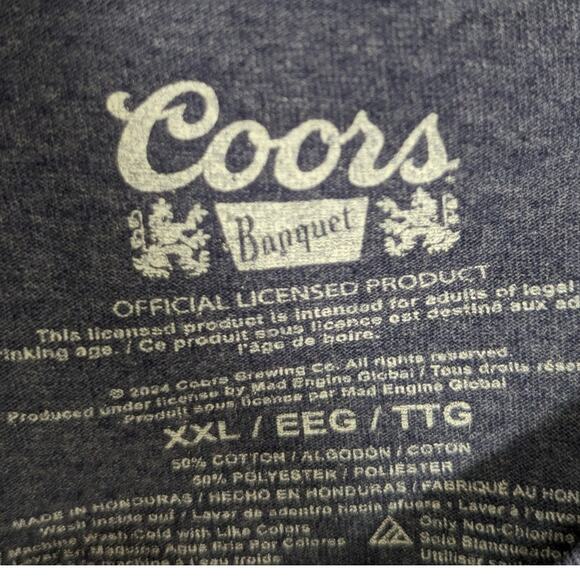 Coors Banquet Beer T-Shirt XXL Blue Graphic Tee Licensed Short Sleeve Unisex - Picture 3 of 4